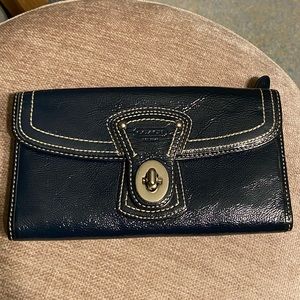 Patent Leather Navy Coach Wallet